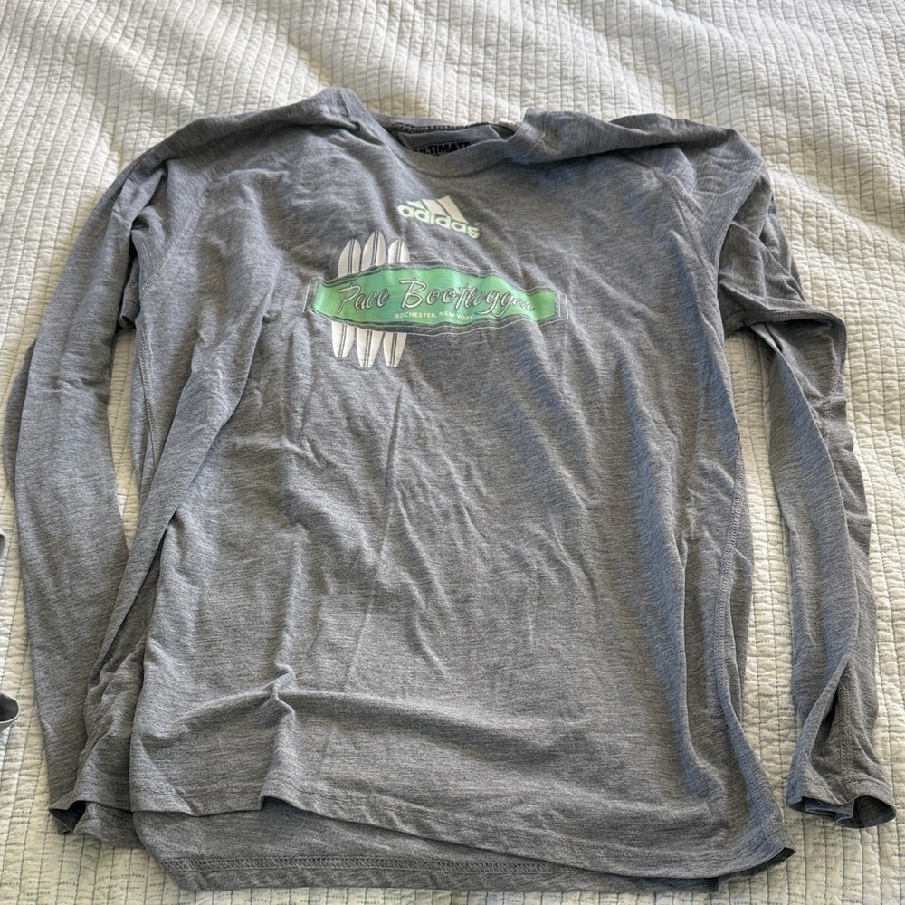 Adidas Kids Gray and Green Long Sleeve Tee